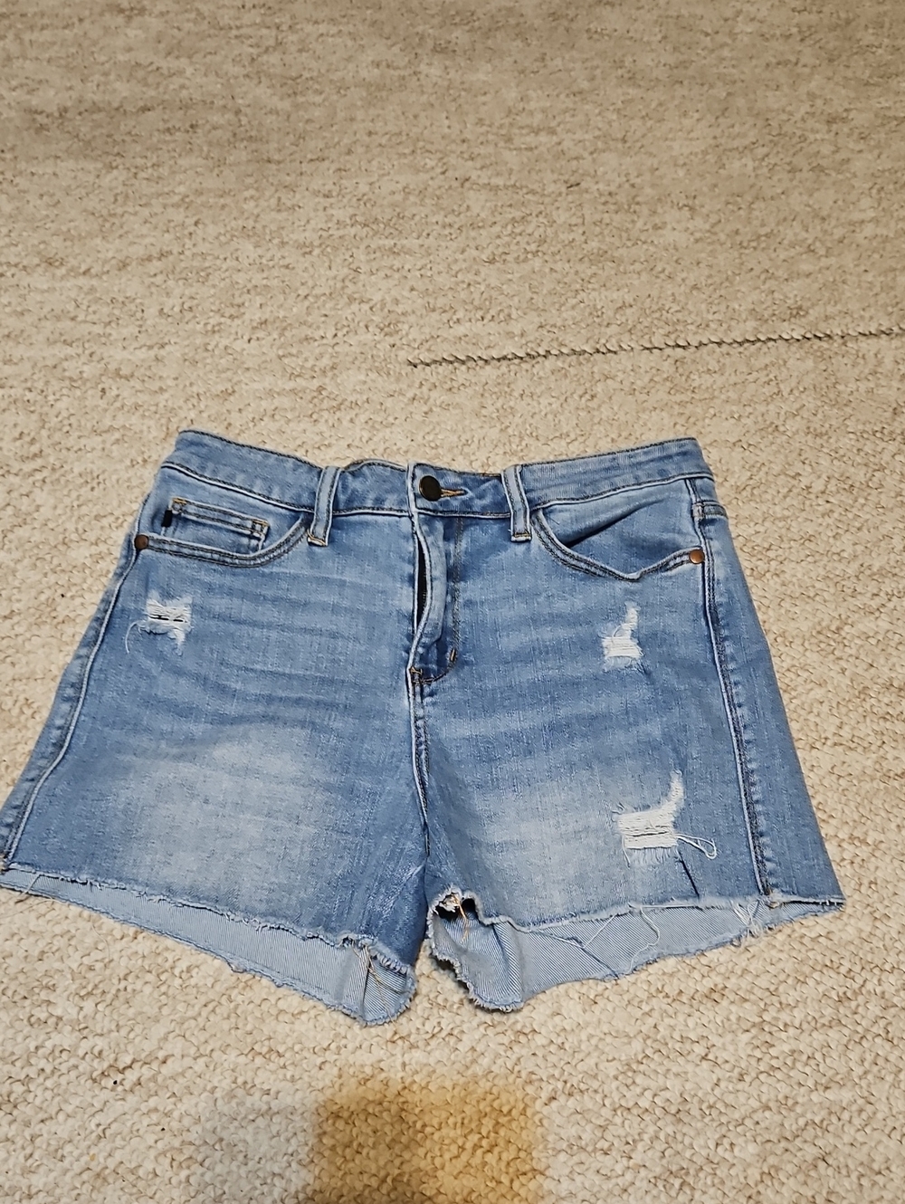 Judy Blue Faded Blue Distressed Denim Shorts